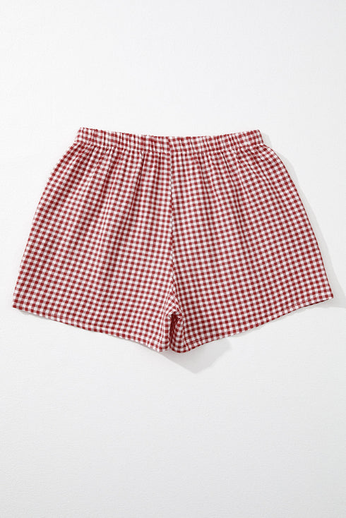 Classic Gingham Printed High Waist Casual Shorts