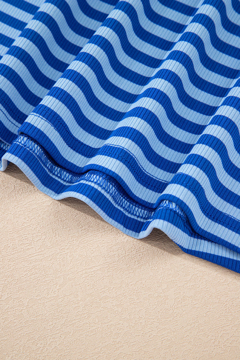 Classic Horizontal Stripe Print Cap Sleeve Top