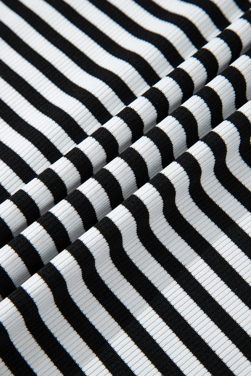 Classic Horizontal Stripe Print Cap Sleeve Top