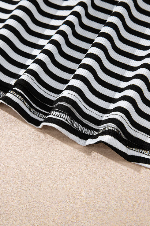 Classic Horizontal Stripe Print Cap Sleeve Top