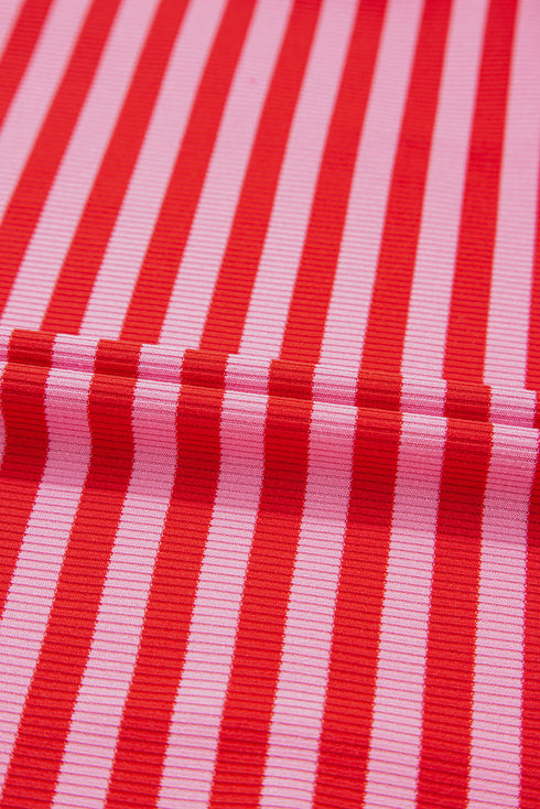 Classic Horizontal Stripe Print Cap Sleeve Top