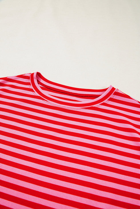 Classic Horizontal Stripe Print Cap Sleeve Top