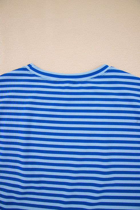 Classic Horizontal Stripe Print Cap Sleeve Top