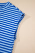 Classic Horizontal Stripe Print Cap Sleeve Top