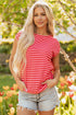 Classic Horizontal Stripe Print Cap Sleeve Top