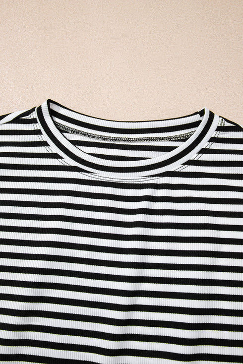 Classic Horizontal Stripe Print Cap Sleeve Top