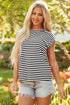 Classic Horizontal Stripe Print Cap Sleeve Top