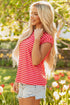 Classic Horizontal Stripe Print Cap Sleeve Top