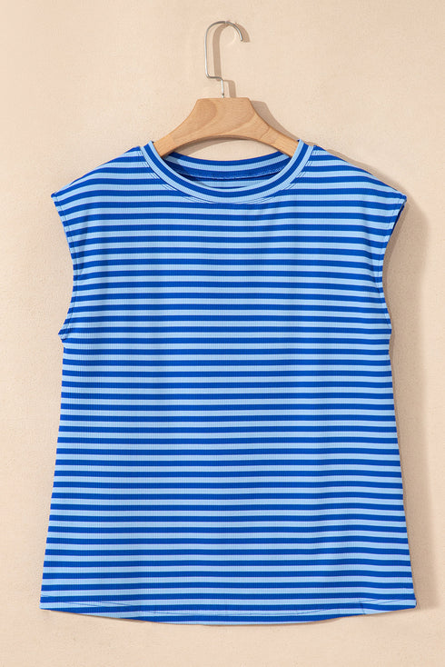 Classic Horizontal Stripe Print Cap Sleeve Top
