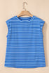 Classic Horizontal Stripe Print Cap Sleeve Top