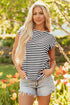 Classic Horizontal Stripe Print Cap Sleeve Top