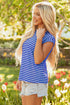 Classic Horizontal Stripe Print Cap Sleeve Top