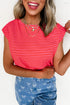 Classic Horizontal Stripe Print Cap Sleeve Top