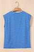 Classic Horizontal Stripe Print Cap Sleeve Top