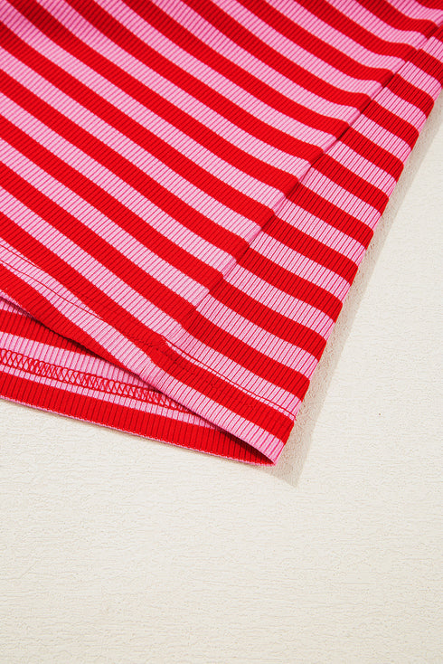 Classic Horizontal Stripe Print Cap Sleeve Top