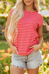 Classic Horizontal Stripe Print Cap Sleeve Top