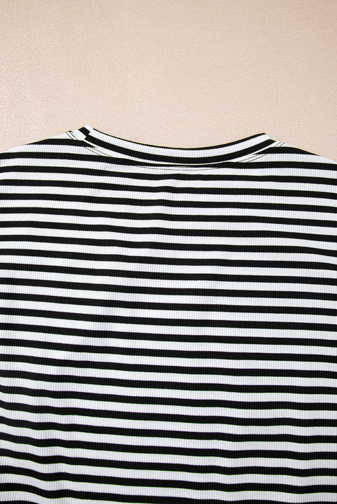 Classic Horizontal Stripe Print Cap Sleeve Top