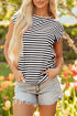 Classic Horizontal Stripe Print Cap Sleeve Top
