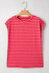 Classic Horizontal Stripe Print Cap Sleeve Top