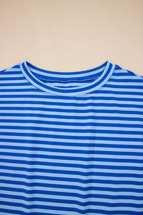 Classic Horizontal Stripe Print Cap Sleeve Top