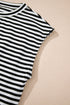 Classic Horizontal Stripe Print Cap Sleeve Top