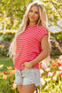 Classic Horizontal Stripe Print Cap Sleeve Top