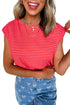 Classic Horizontal Stripe Print Cap Sleeve Top