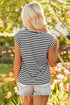 Classic Horizontal Stripe Print Cap Sleeve Top