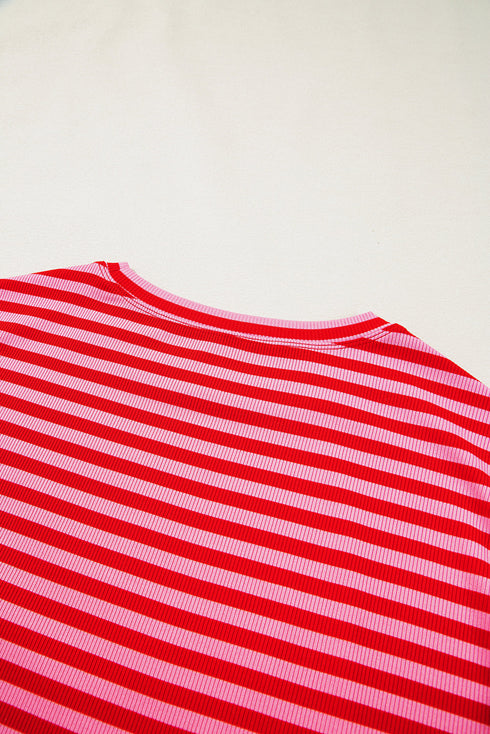 Classic Horizontal Stripe Print Cap Sleeve Top