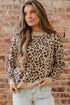 Classic Leopard Print Ribbed Crew Neck Sweater