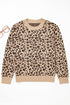 Classic Leopard Print Ribbed Crew Neck Sweater