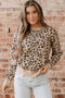 Classic Leopard Print Ribbed Crew Neck Sweater