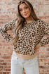 Classic Leopard Print Ribbed Crew Neck Sweater