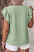 Classic Minimalist Crew Neck Ruffle Sleeve Top