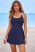 Classic Piped Scoop Neck Fit And Flare Swim Dress