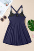 Classic Piped Scoop Neck Fit And Flare Swim Dress
