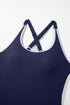 Classic Piped Scoop Neck Fit And Flare Swim Dress