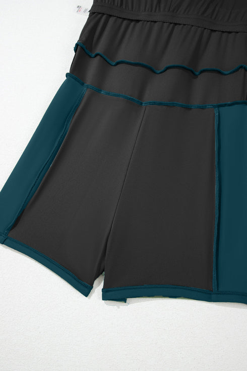 Classic Piped Scoop Neck Fit And Flare Swim Dress
