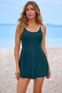 Classic Piped Scoop Neck Fit And Flare Swim Dress