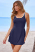 Classic Piped Scoop Neck Fit And Flare Swim Dress