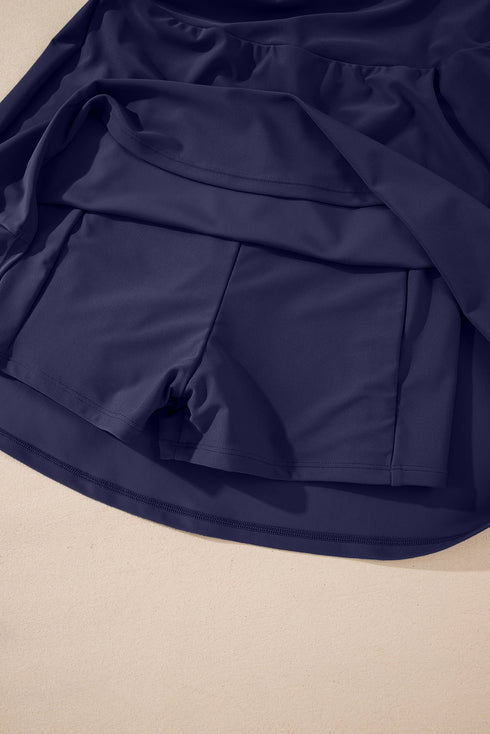 Classic Piped Scoop Neck Fit And Flare Swim Dress