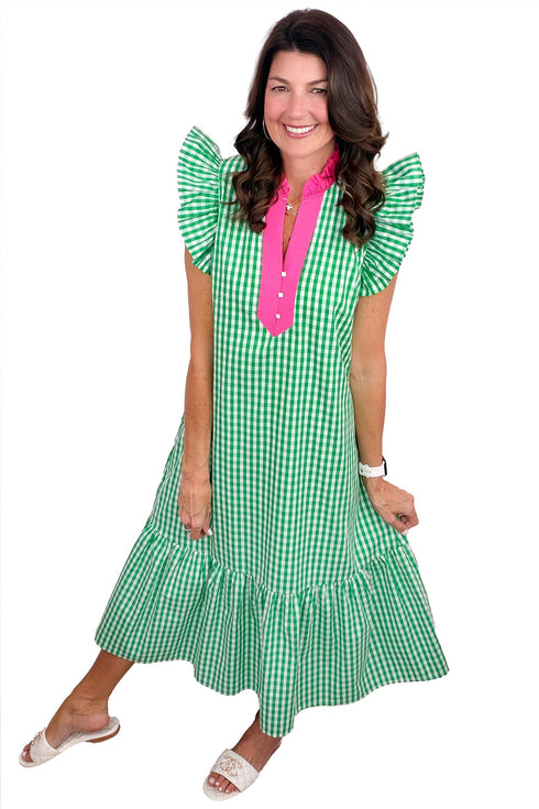 Classic Plaid Pattern A Line Midi Dress