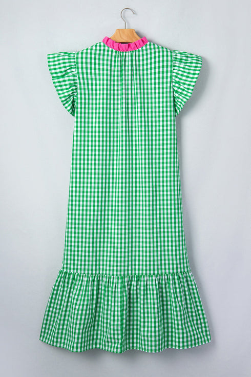 Classic Plaid Pattern A Line Midi Dress