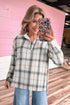 Classic Plaid Print Collared V Neck Loose Fit Shirt