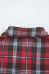 Classic Plaid Print Collared V Neck Loose Fit Shirt