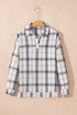 Classic Plaid Print Collared V Neck Loose Fit Shirt