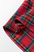 Classic Plaid Print Contrast Trim V Neck Short Sleeve Blouse