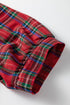 Classic Plaid Print Contrast Trim V Neck Short Sleeve Blouse