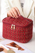Classic Plaid Print Cotton Zippered Makeup Organizer Bag