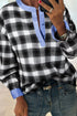 Classic Plaid Print Half Placket Long Sleeve Blouse